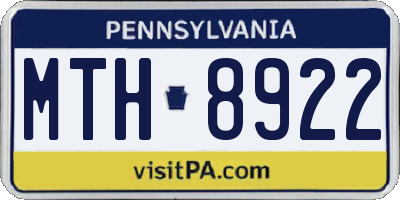 PA license plate MTH8922