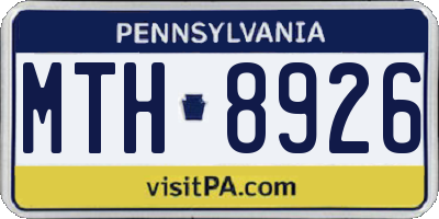 PA license plate MTH8926