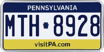 PA license plate MTH8928