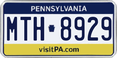 PA license plate MTH8929