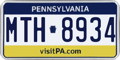 PA license plate MTH8934