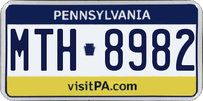 PA license plate MTH8982