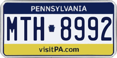 PA license plate MTH8992
