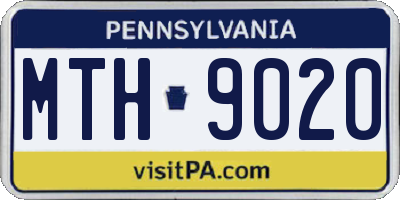 PA license plate MTH9020