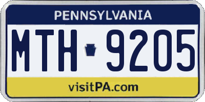 PA license plate MTH9205
