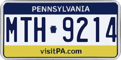 PA license plate MTH9214