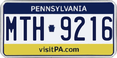 PA license plate MTH9216