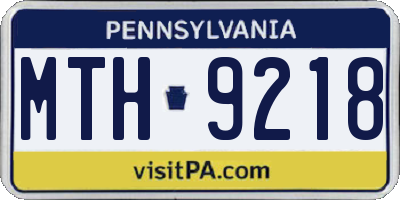 PA license plate MTH9218
