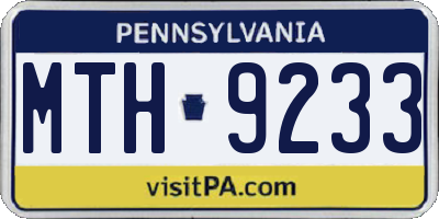 PA license plate MTH9233