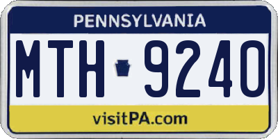 PA license plate MTH9240