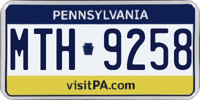 PA license plate MTH9258