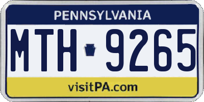 PA license plate MTH9265