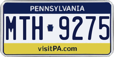 PA license plate MTH9275