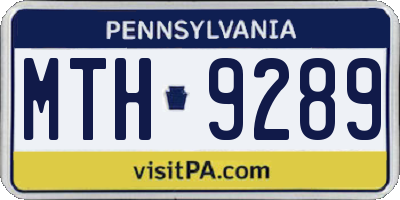 PA license plate MTH9289