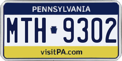 PA license plate MTH9302