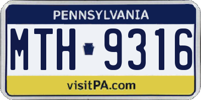 PA license plate MTH9316