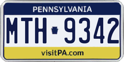 PA license plate MTH9342