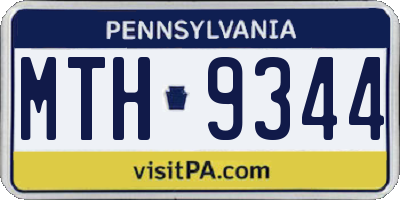 PA license plate MTH9344