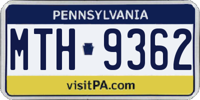 PA license plate MTH9362