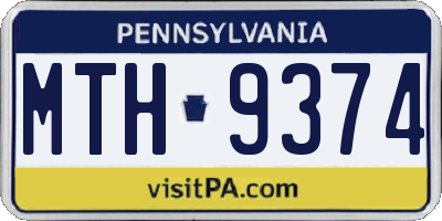 PA license plate MTH9374