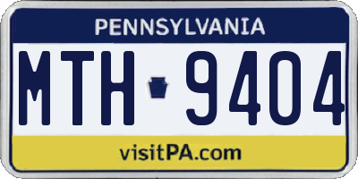 PA license plate MTH9404