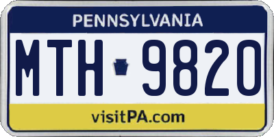 PA license plate MTH9820