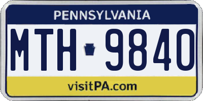 PA license plate MTH9840