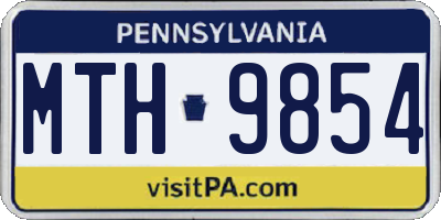 PA license plate MTH9854