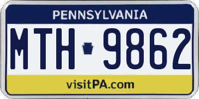 PA license plate MTH9862