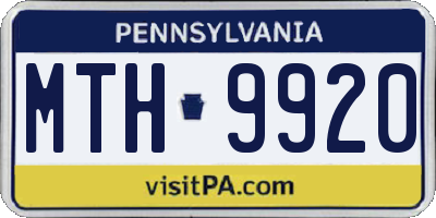 PA license plate MTH9920