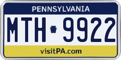PA license plate MTH9922
