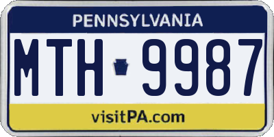 PA license plate MTH9987