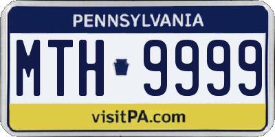 PA license plate MTH9999