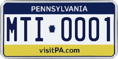 PA license plate MTI0001