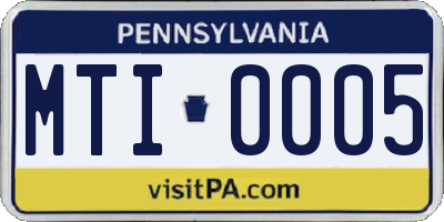 PA license plate MTI0005