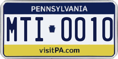 PA license plate MTI0010