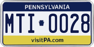 PA license plate MTI0028