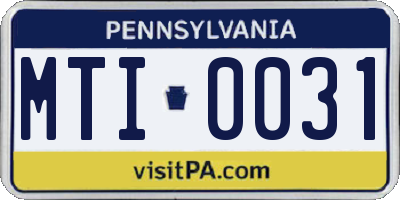 PA license plate MTI0031
