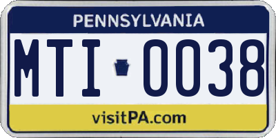 PA license plate MTI0038