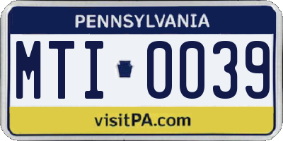 PA license plate MTI0039