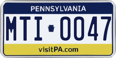 PA license plate MTI0047