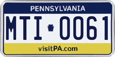 PA license plate MTI0061