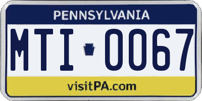 PA license plate MTI0067