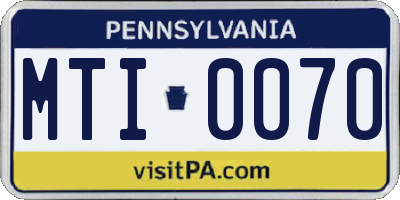 PA license plate MTI0070