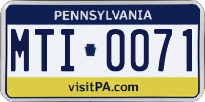 PA license plate MTI0071