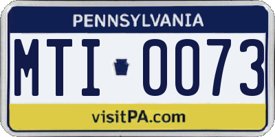 PA license plate MTI0073