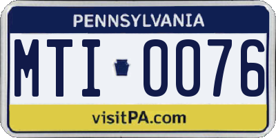 PA license plate MTI0076