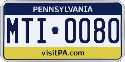 PA license plate MTI0080