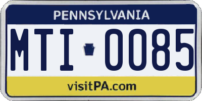 PA license plate MTI0085