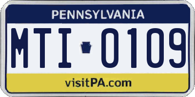 PA license plate MTI0109
